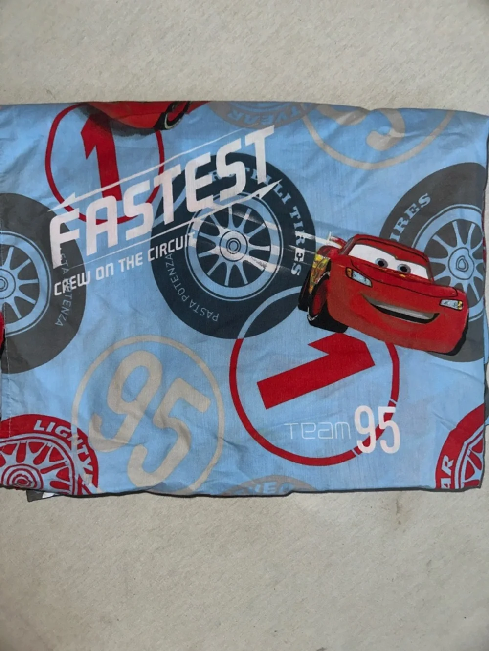 Home Disney Pixar Cars Lightning McQueen Blue Red Team 95 Twin Sheet